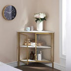 Javlergo Corner Table Modern Triangle 3-tier Storage Shelf with 2 Doors for Living Room Bedroom Office