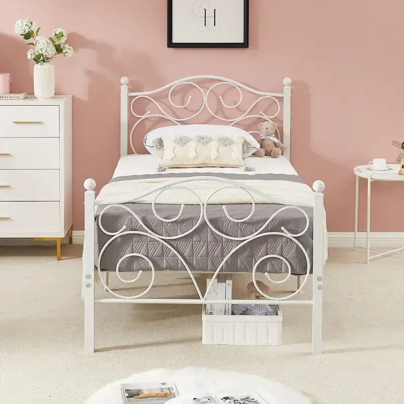 Javlergo Victoria Metal Platform Bed Frame with Headboard and Footboard