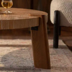 Rustic Round Wood Coffee Table, Natural Center Table Accent Table - ModernLuxe