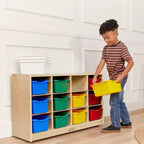 Cubby Mobile Tray Cabinet and 15 Scoop Front Bins, 3x4, Kids Furniture