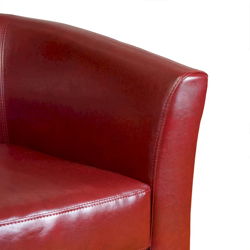 Oxblood Red Bonded Leather Tub Club Chair by Christopher Knight Home