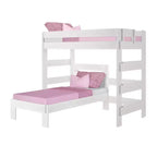 Max & Lily Solid Wood Modern Farmhouse Bunk Bed, L-Shaped Twin over Twin Bed Frame For Kids