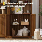 72 Tall Arched Cabinet, 5 Tier Arched Bookshelf with Double Doors & Adjustable Shelf, Wooden Bookcase with Storage for Home Office
