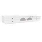 TV Stand for 95 TV, Extra Long Media Console with 2 Doors & 4 Drawers, Large TV Storage Cabinet Entertainment Center with Fluted Glass Doors