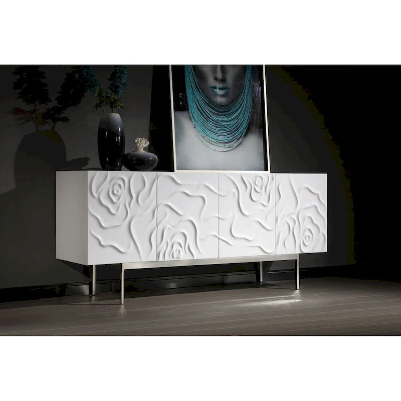 Modern White High Gloss Buffet with Soft-Close Doors