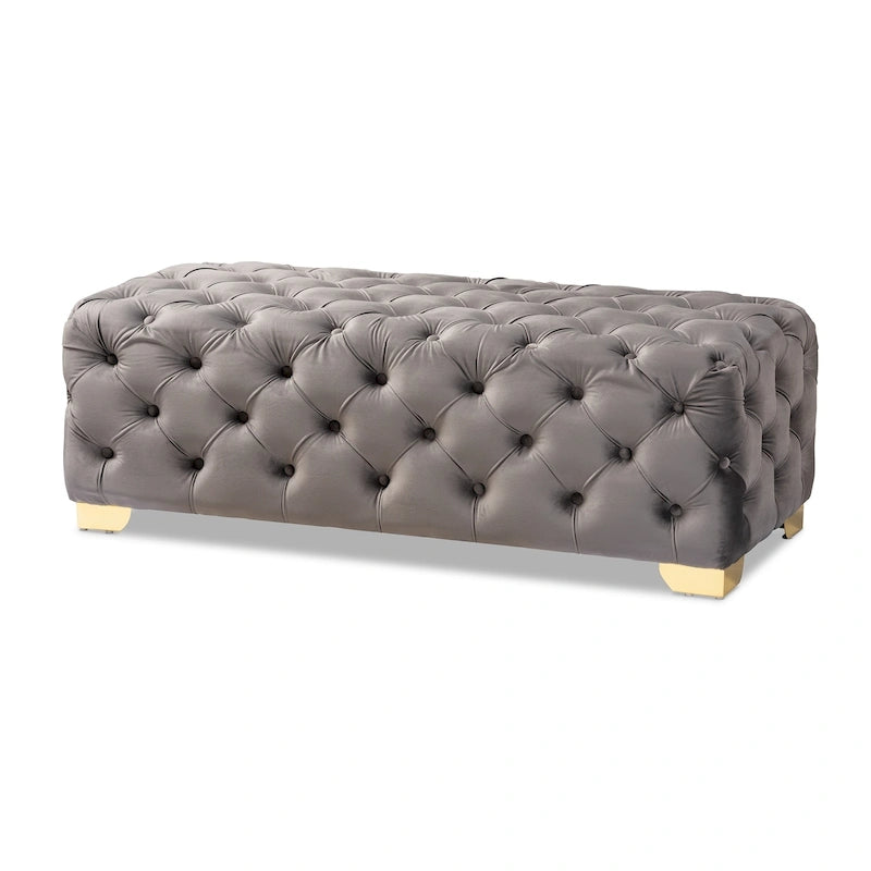 Gracewood Hollow Solanki Velvet Fabric Ottoman Bench