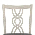 VECELO Rustic Wooden Dining Chairs, Rubber Wood Kitchen Chairs with Padded Seat & Elegant Hollowed Backrest, Gray