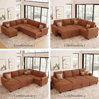 Belffin Corduroy Fabric Ottoman with Storage Ottoman for Modular Sectional Couch