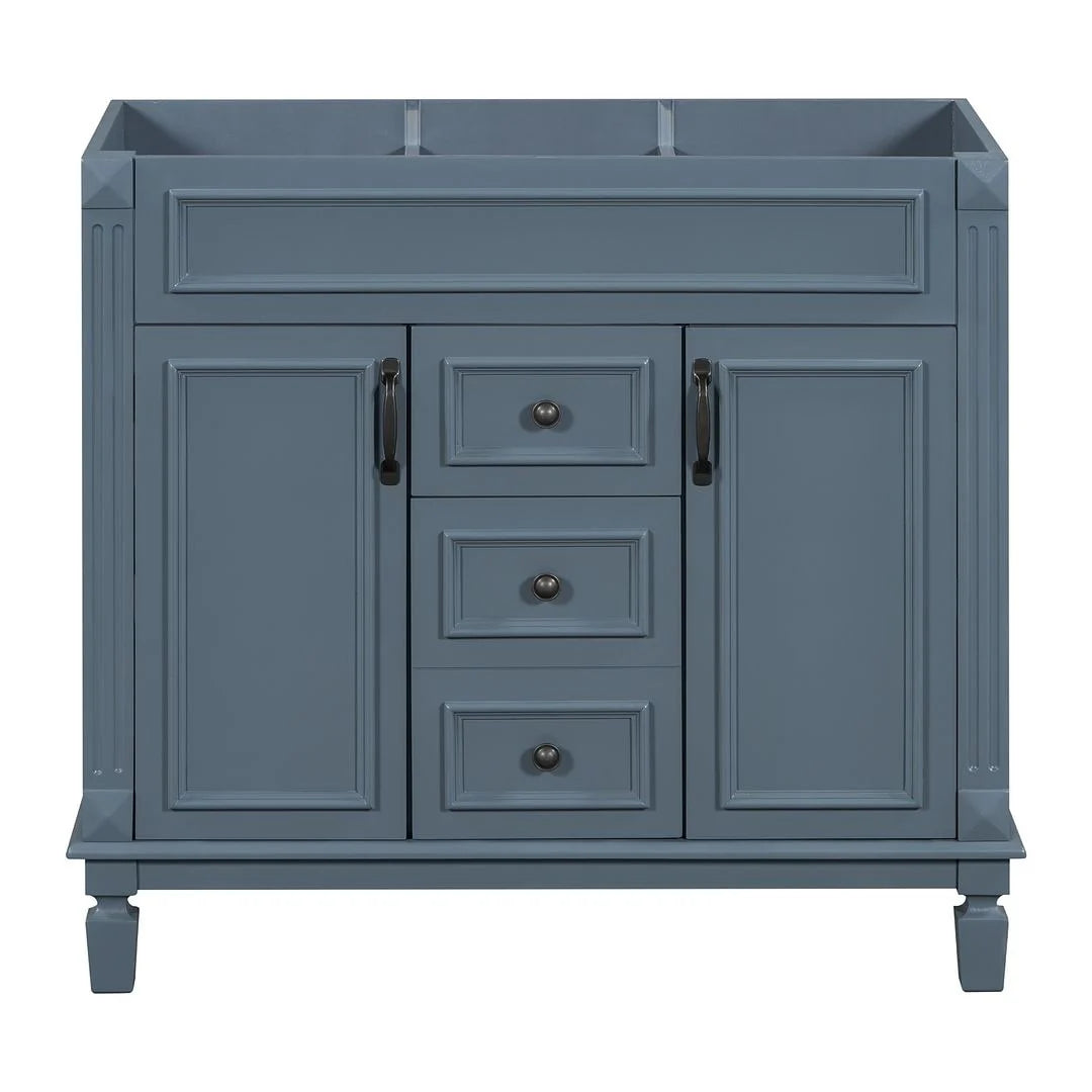 36 Modern Bathroom Vanity with Top Sink and Mirror Cabinet,2 Doors and 2 Drawers