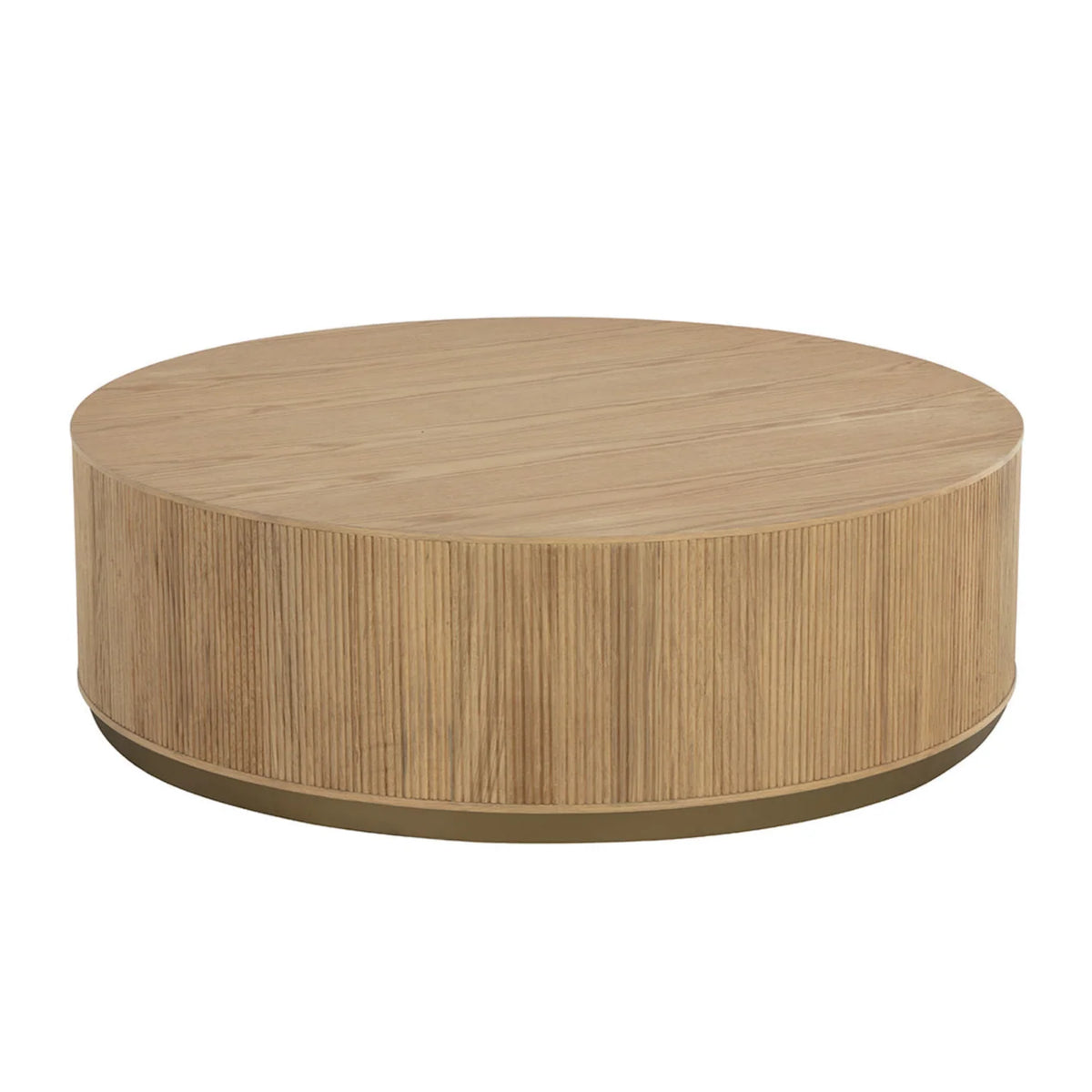 Rustic Oak Coffee Table with Fluted | Brushed Gold Finish