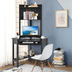 Corner Desk with Hutch Triangle Corner Computer Desk with Bookshelves