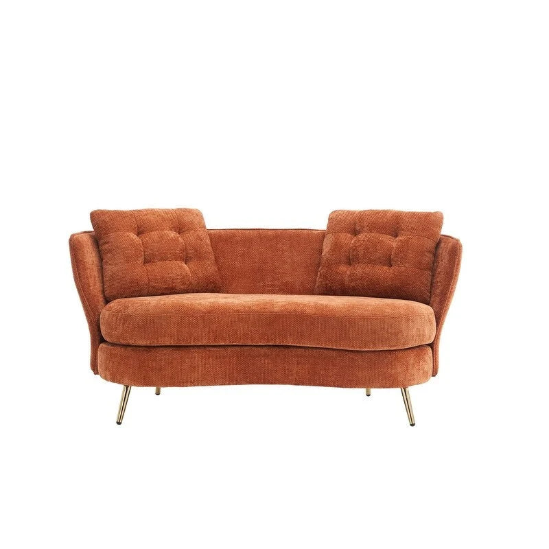Upholstered Couch with Golden Metal Legs Club Loveseat Sofa for Living Reading Room ,Bedroom ,Apartment, Small Space Dorm