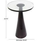 Aluminum Geometric Cone Accent Table with Textured Glass Tabletop 24 in