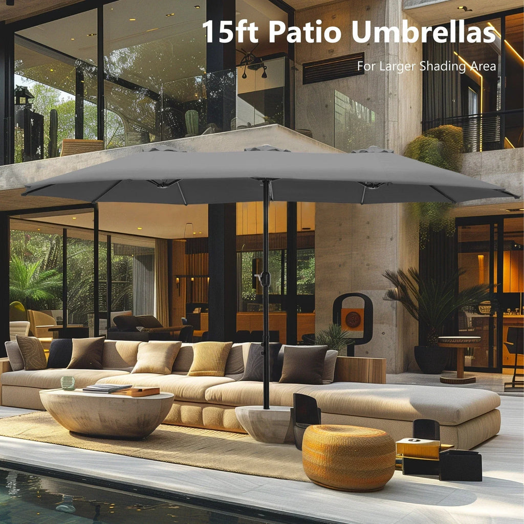 MAISON ARTS 15ft Double-Sided Patio Extra Large Twin Umbrella with Base Included