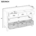 Entryway Console Table with Storage, Farmhouse Hallway Table with 3 Drawers and 3 Water Hyacinth Baskets for Living Room or Foyer - Panipeachy