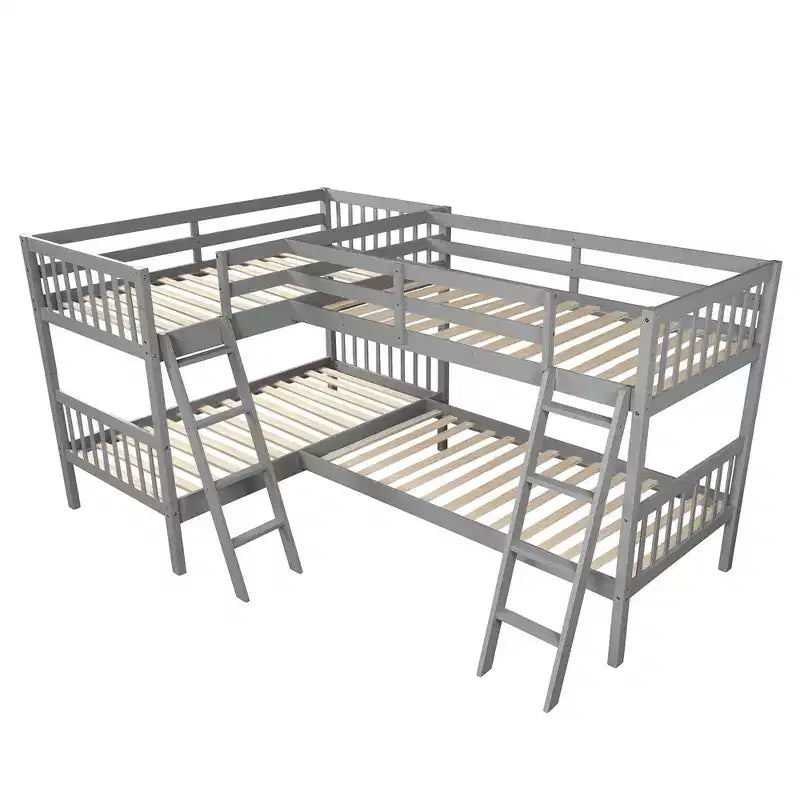 Whisen Twin-Over-Twin L-Shaped Bunk Bed with Ladder