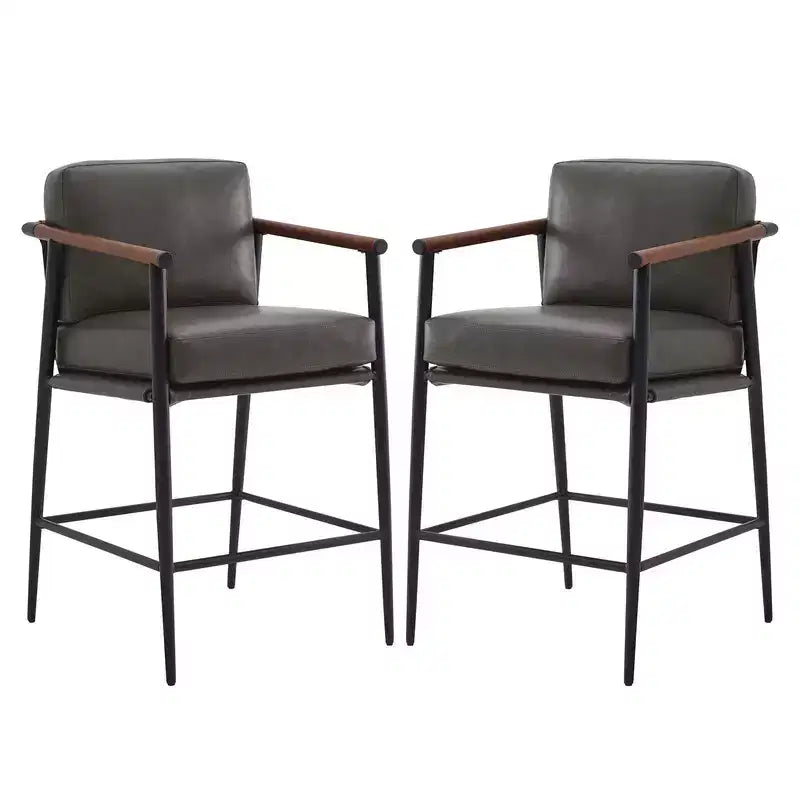 Spruce&Spring Modern Counter Stools with Arm & Metal Frame Set of 2