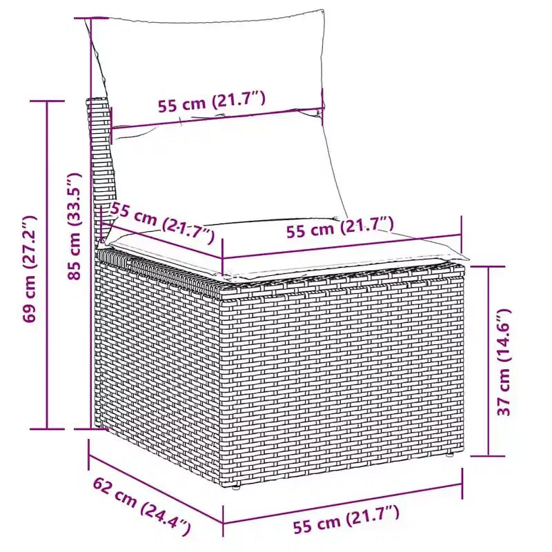 vidaXL 4 Piece Patio Sofa Set with Cushions Poly Rattan Acacia