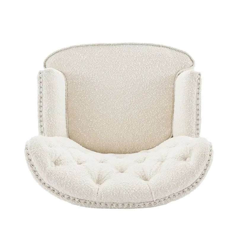 Almond Boucle Nailhead Club Chair by Christopher Knight Home