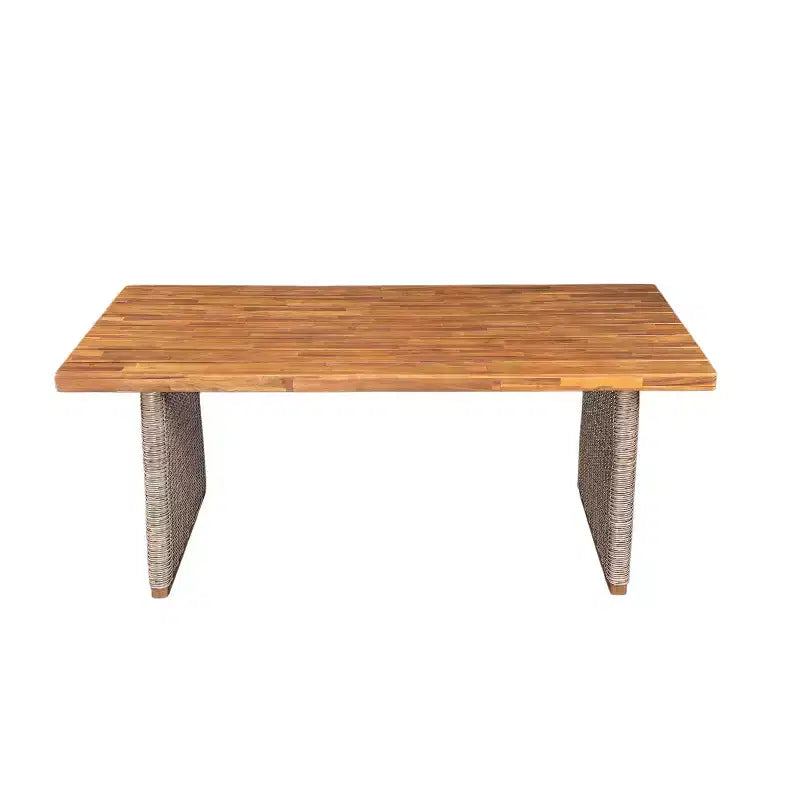 Christopher Knight Home Ferb 7 Piece Boho Outdoor Acacia Wood Wicker Dining Set with Cushions