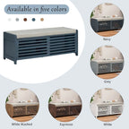 43.30 Solid Wood Storage Bench with Contemporary Distressed Blinds