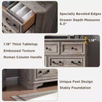 54 7-Drawer Dresser for Bedroom, Vintage Rustic Wide Chest of Drawers for Living Room & Hallway