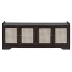 Whisen Rustic Wood Storage Bench, Entryway Shoe Bench with Removable Cushion, Adjustable Shelves