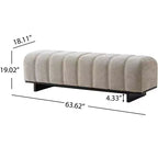 Modern Tufted Faux Fur Dining Bench with Rubberwood Legs, 63.62
