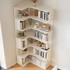 Manufactured Wood Corner Bookshelf with 6 Shelves