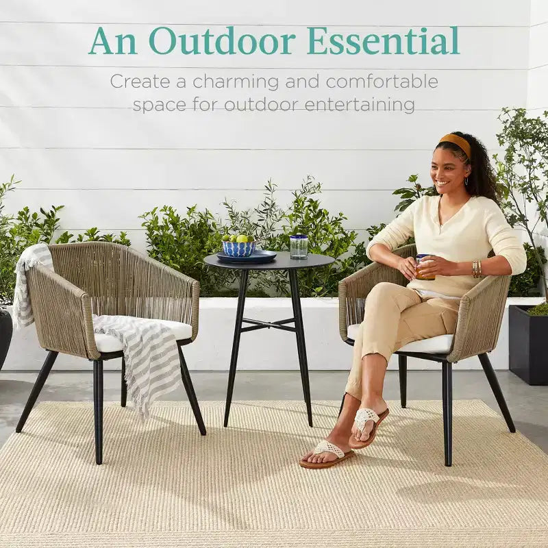 Best Choice Products Set of 2 Outdoor Patio Dining Chairs Woven Wicker Seating 250lb Capacity