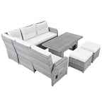 Outdoor Rattan Sectional Sofa Set with Adjustable Table & Recliners