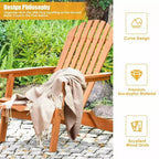 Costway 4 PCS Eucalyptus Adirondack Chair Foldable Outdoor Wood Lounger Chair Natural