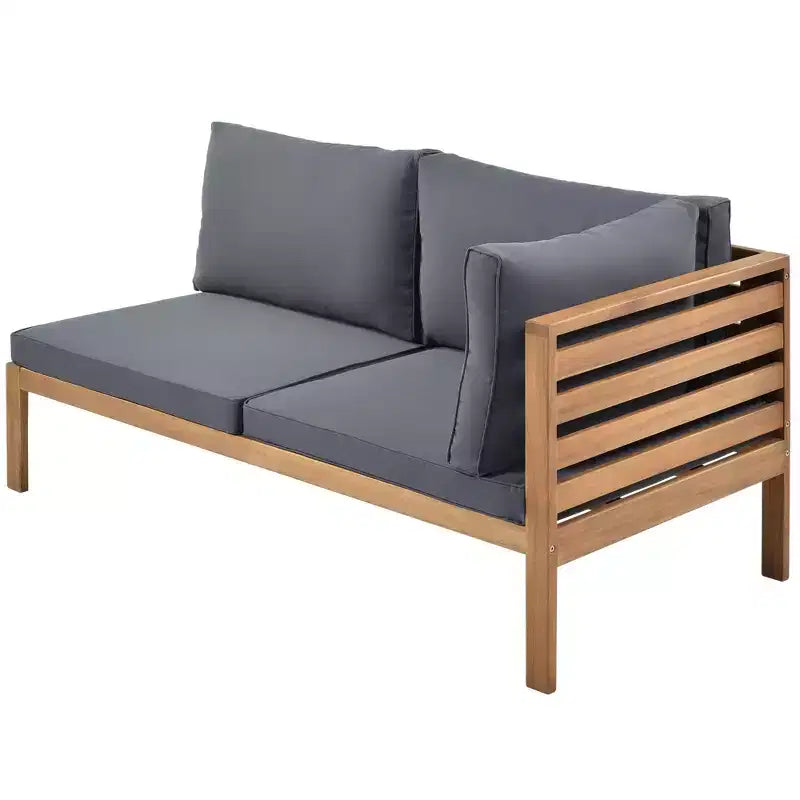 Polibi Acacia Corner Outdoor Sofa Set with Matching Coffee Table