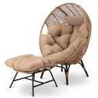 FINCATI Indoor Eggs Chair, 440 lbs Egg Chair Outdoor, Oversized Egg Chair with Ottoman, Luxury Cozy Egg Chair with Foot Rest