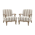 Rinaldo Farmhouse Polyester Armchair with Solid Wood Legs Set of 2 by HULALA HOME