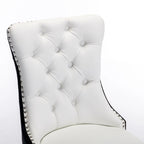 High Back Dining Chairs Set of 2, Upholstered PU Leather Kitchen Chairs Side Chair with Rear Handle Wood Legs
