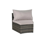 11-Piece Outdoor Half-Round Modular Sectional Sofa Set with Tempered Glass Coffee Table and 4 Side Table