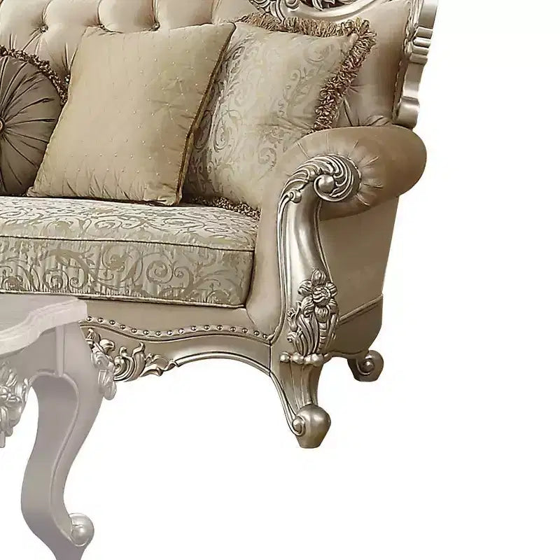 88 Bentley Sofa Fabric/Champagne - Acme Furniture: Victorian-Inspired, Tufted, Rolled Arms