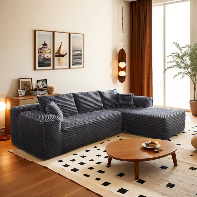 Modern Upholstery Chaise Sofa with Pillows for Living Room