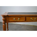 Dark Brown / Light Brown Victorian-Style Solid Mahogany Desk with Black Leather Top and 3 Drawers ?C Single Unit