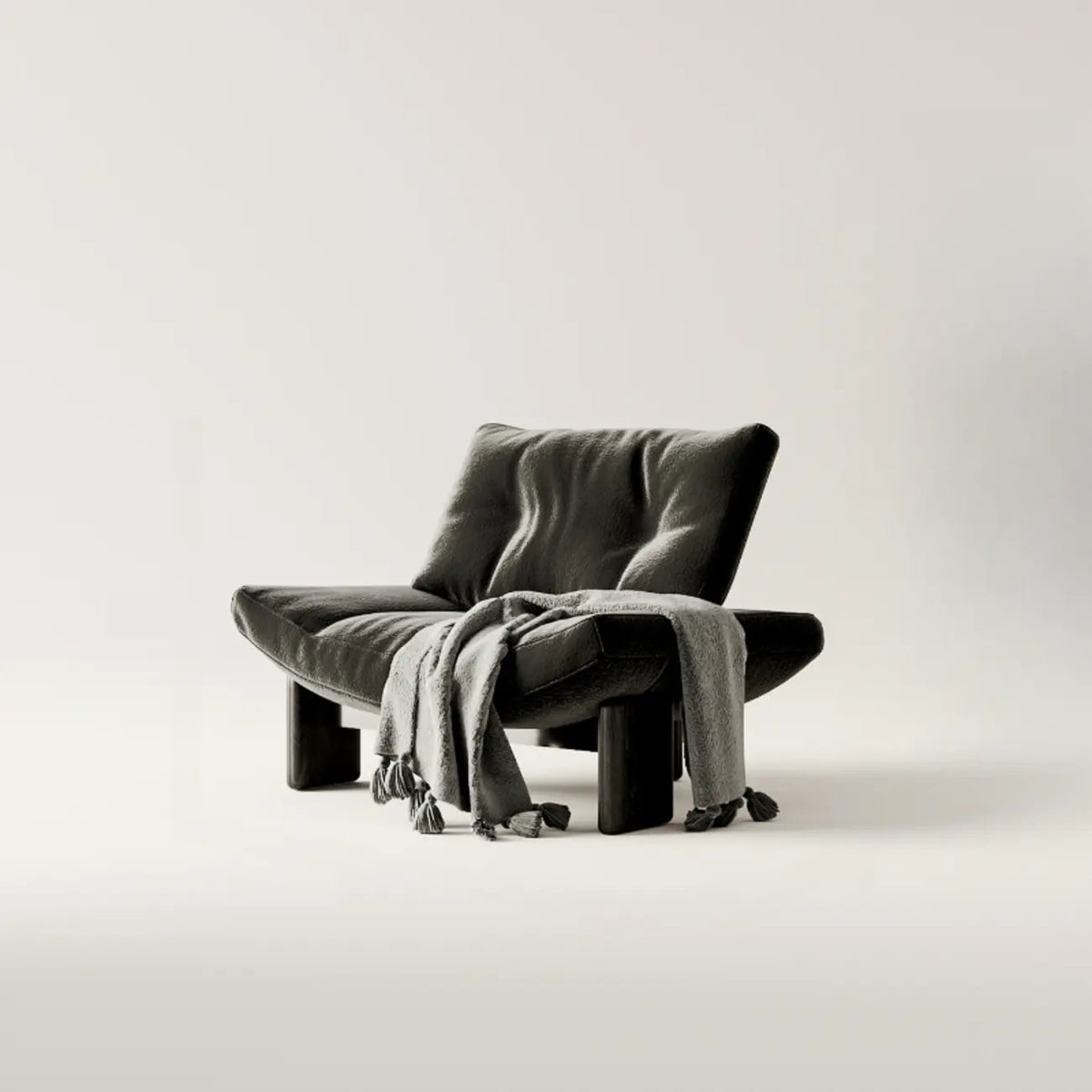 Contemporary Black Tufted Armless Chenille Accent Chair