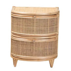 bali & pari Oleta Modern Bohemian Natural Brown Rattan 2-Drawer Nightstand