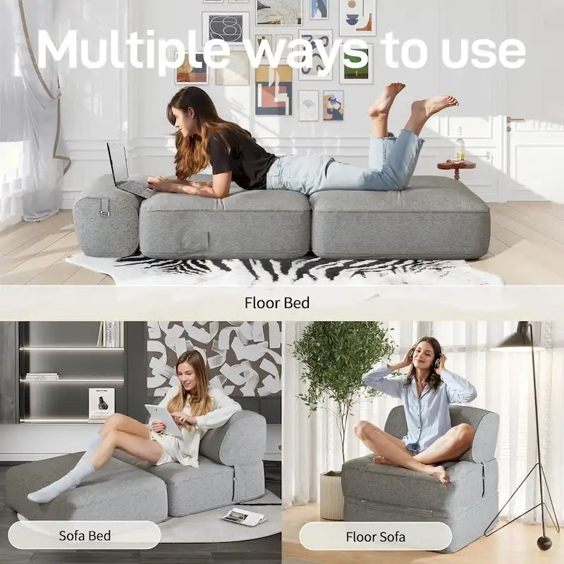 WOWMAX Convertible Folding Sofa Bed Folding Chair Bed with Back Bolster