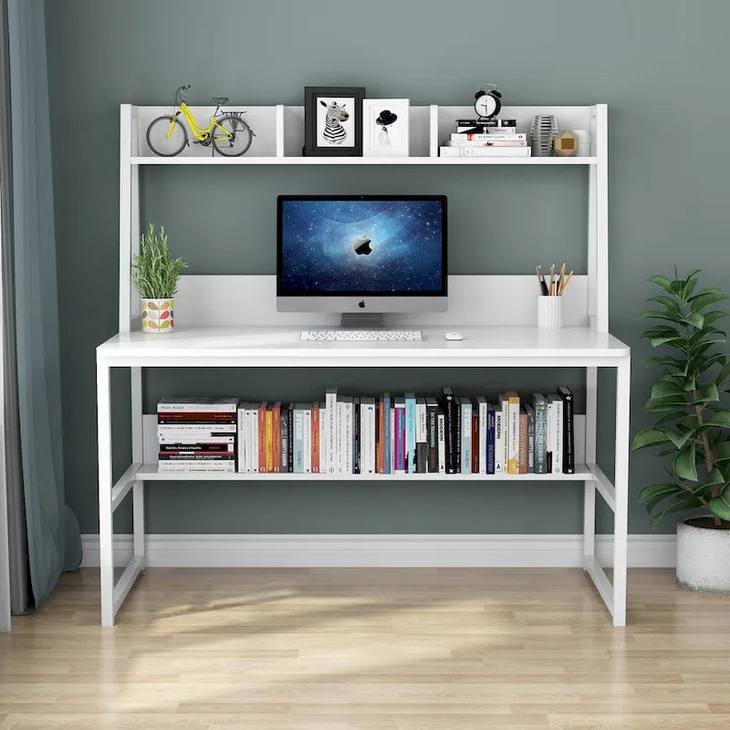47 Inch Modern Computer Desk with Hutch and Bookshelf