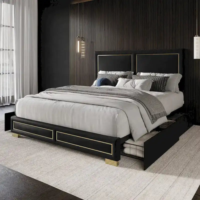 Jasper Full Upholstered Storage Platform Bed