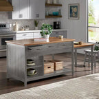Eleanor Two-Tone Antique Finish Extendable Kitchen Island with 3 Drawers by iNSPIRE Q Classic