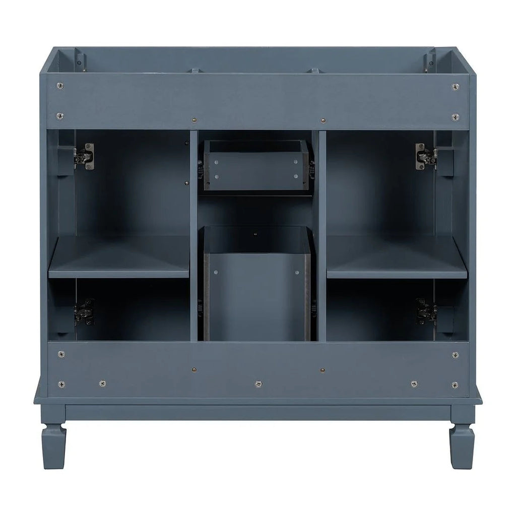 36 Modern Bathroom Vanity with Top Sink and Mirror Cabinet,2 Doors and 2 Drawers