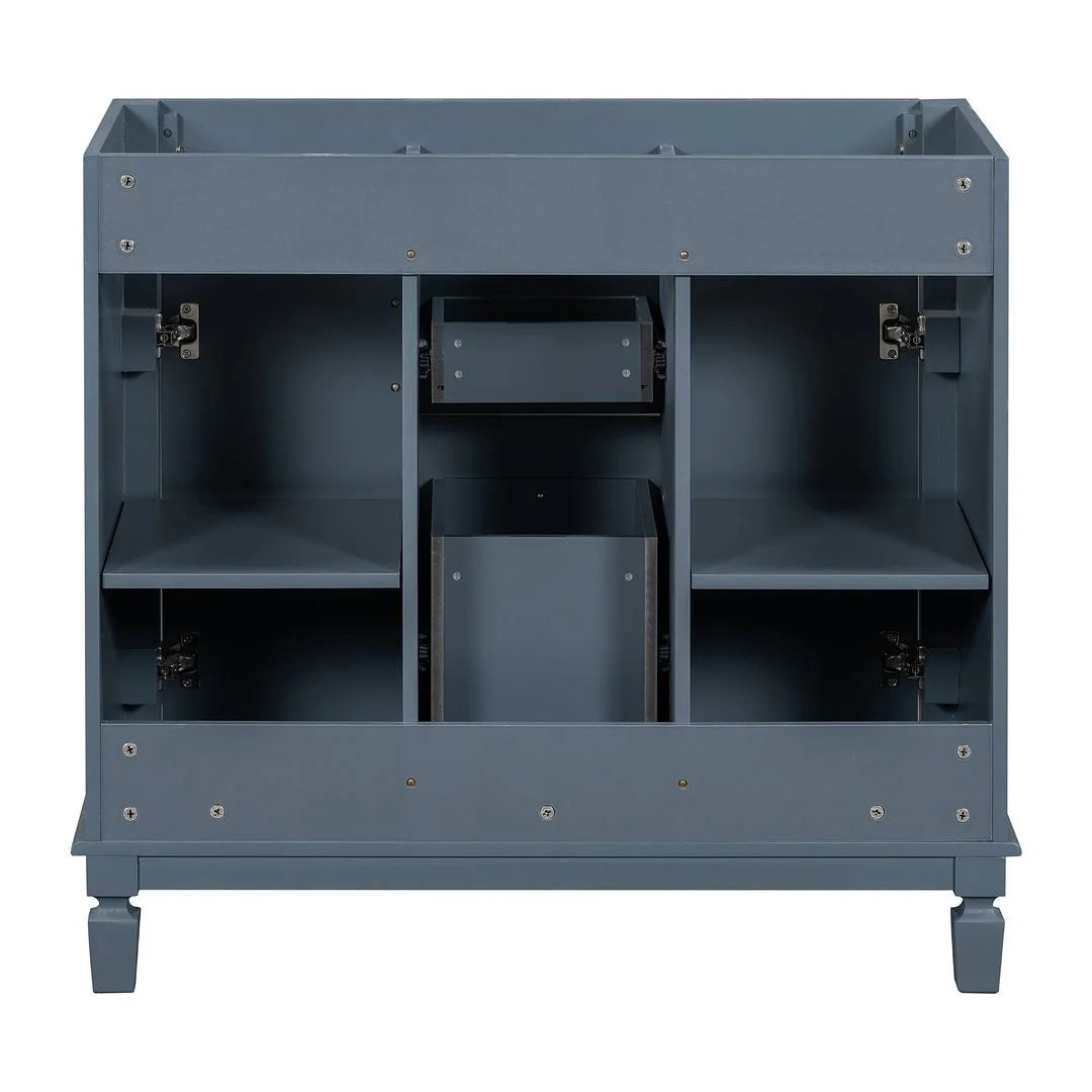 36 Modern Bathroom Vanity with Top Sink and Mirror Cabinet,2 Doors and 2 Drawers