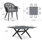 PURPLE LEAF Outdoor Dining Set with Patio Aluminium Dining Table and Wicker Rattan Chairs