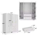 Hitow Armoire 2-Large Drawer Center Hanging Area with Mirror Minimalist Style